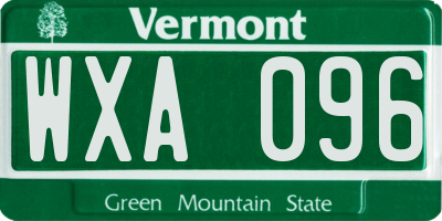 VT license plate WXA096