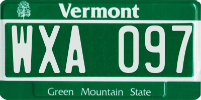 VT license plate WXA097