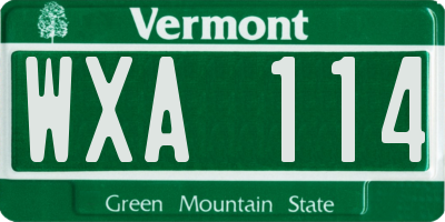 VT license plate WXA114