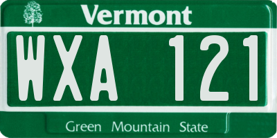 VT license plate WXA121