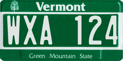 VT license plate WXA124