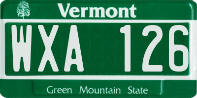 VT license plate WXA126