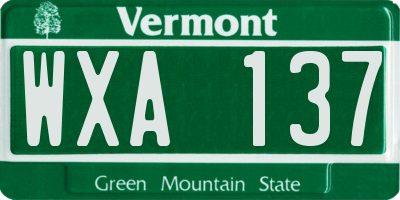 VT license plate WXA137