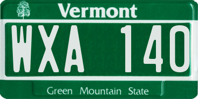 VT license plate WXA140