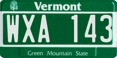 VT license plate WXA143