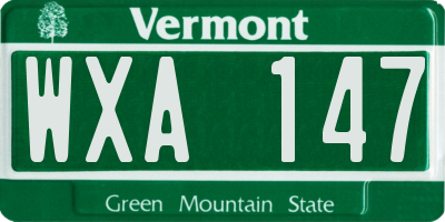 VT license plate WXA147
