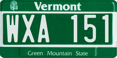 VT license plate WXA151