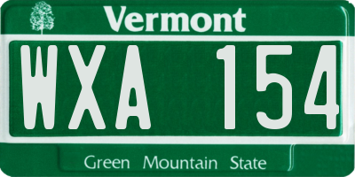 VT license plate WXA154