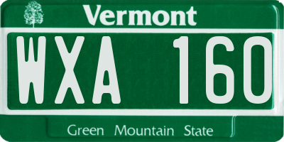VT license plate WXA160