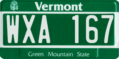 VT license plate WXA167