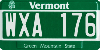 VT license plate WXA176