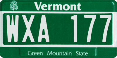 VT license plate WXA177