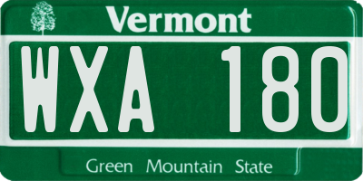 VT license plate WXA180