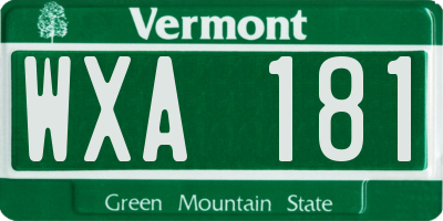 VT license plate WXA181