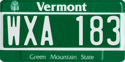 VT license plate WXA183