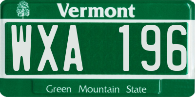 VT license plate WXA196