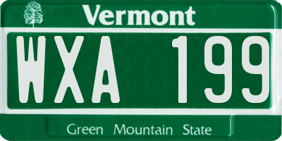 VT license plate WXA199