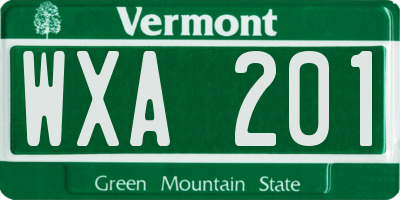 VT license plate WXA201