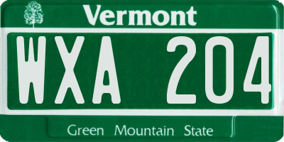 VT license plate WXA204