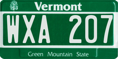 VT license plate WXA207