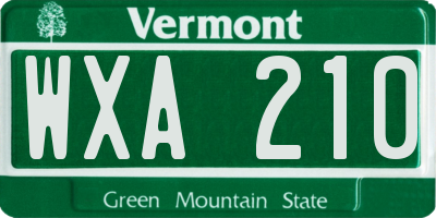 VT license plate WXA210