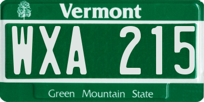 VT license plate WXA215