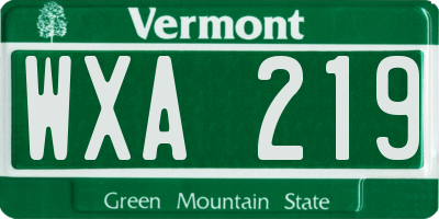 VT license plate WXA219