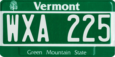 VT license plate WXA225