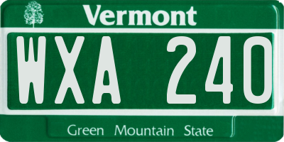 VT license plate WXA240