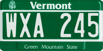 VT license plate WXA245