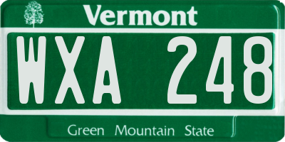 VT license plate WXA248