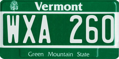 VT license plate WXA260
