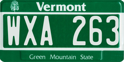 VT license plate WXA263