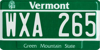 VT license plate WXA265