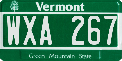 VT license plate WXA267