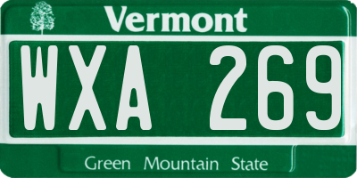 VT license plate WXA269