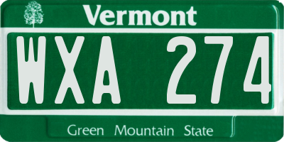 VT license plate WXA274