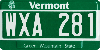 VT license plate WXA281