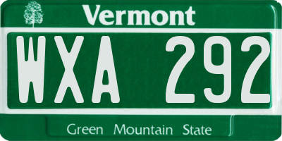 VT license plate WXA292