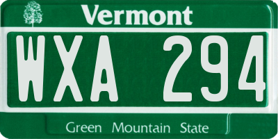 VT license plate WXA294