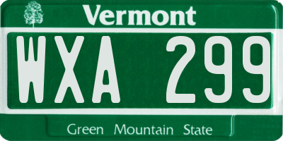 VT license plate WXA299
