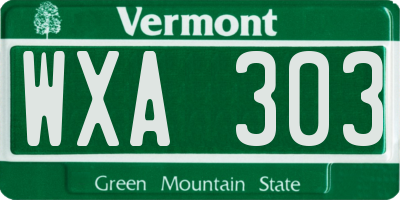 VT license plate WXA303