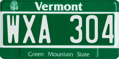 VT license plate WXA304