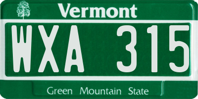 VT license plate WXA315