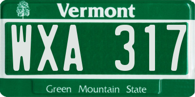 VT license plate WXA317
