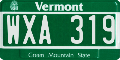 VT license plate WXA319