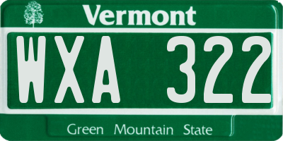VT license plate WXA322