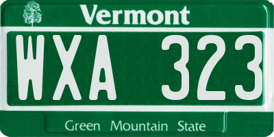 VT license plate WXA323