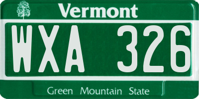 VT license plate WXA326