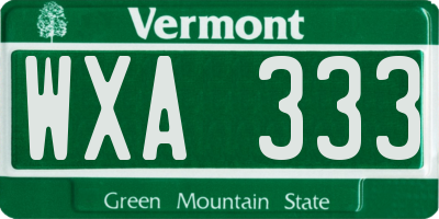 VT license plate WXA333